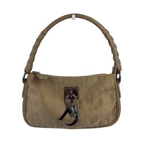 Dior Vintage 2007 Beige Satin Trotter Diorissimo Monogram Pochette Shoulder Bag